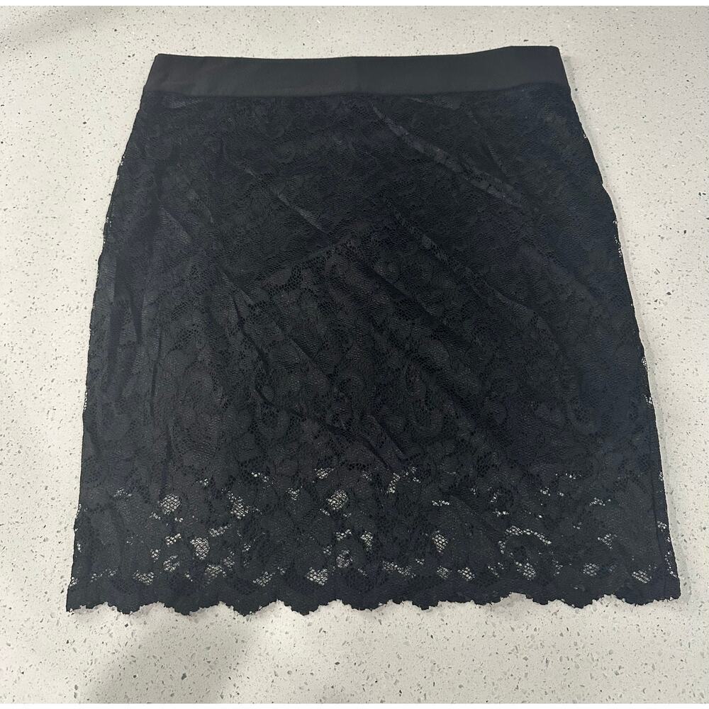 Maurice’s Studio Y Black Floral Lace High Rise Midi Skirt Size XL